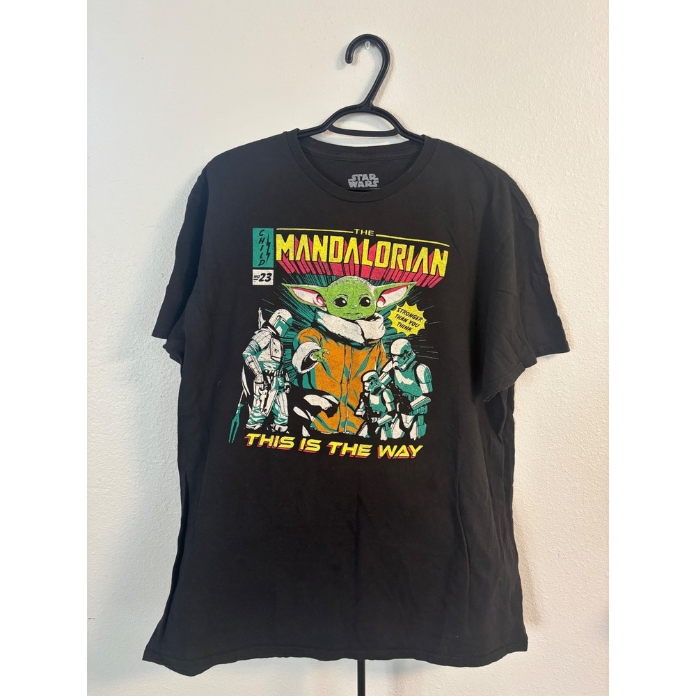 Star Wars The Mandalorian Grogu Comic Graphic T-Shirt Mens XL Black Mad Engine - Picture 1 of 5